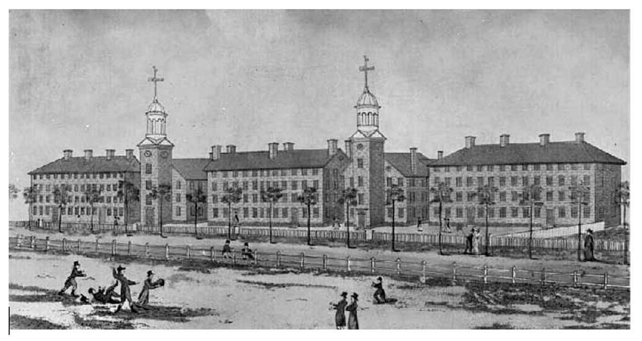 Yale College in 1807, Yale College in 1807  (Lithograph, Public Domain)
